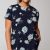 navy blue stenciled floral