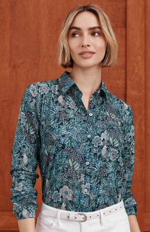 One-Pocket Shirred-Back Shirt
