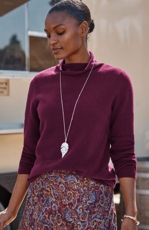 Funnel-Neck Pullover Sweater