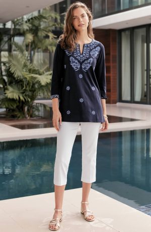 Versatile Cotton-Stretch Slim-Leg Capris
