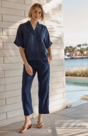 Pure Jill Linen Cropped Pants