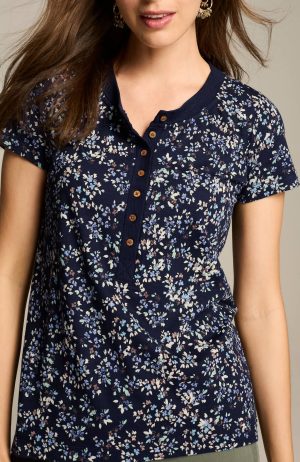 Short-Sleeve Henley Top