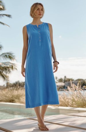 Pure Jill Double-Gauze Midi Dress