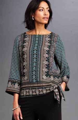 Wearever Foulard-Print Tied-Hem Blouse