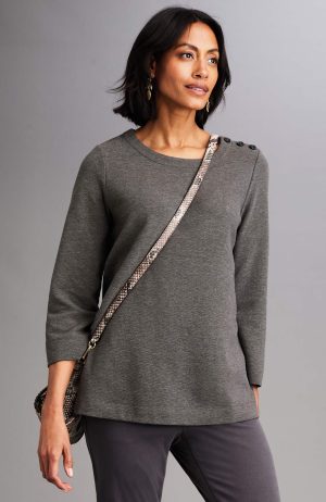 Wearever Buttoned-Shoulder Ottoman Top
