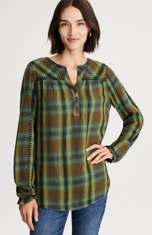 Embroidered Plaid Popover