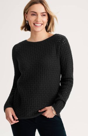 Textured-Stitch Pullover Sweater