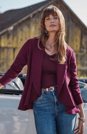 Knit Flounced-Hem Jacket