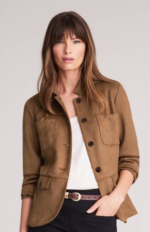 Faux-Suede Patch-Pocket Jacket