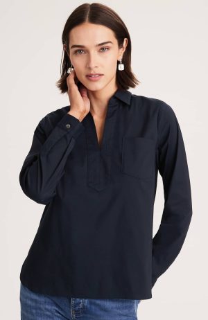 Cotton-Stretch Trapunto-Stitched Popover