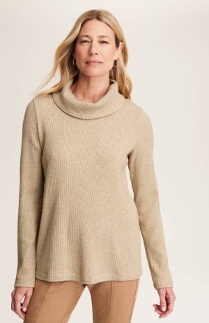 Wearever Waffle-Textured Cowl-Neck Top