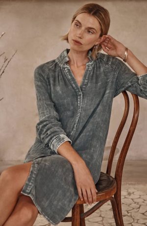 Pure Jill Washed Double-Cloth Shirtdress