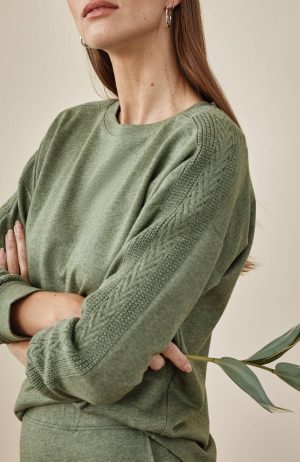 Sweater-Trimmed Sweatshirt