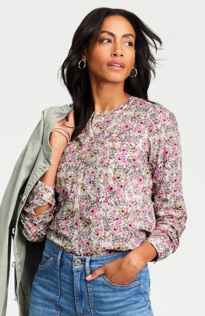 Pima Cotton Band-Collar Shirt