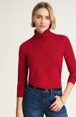 Luxe Supima Shirred Turtleneck