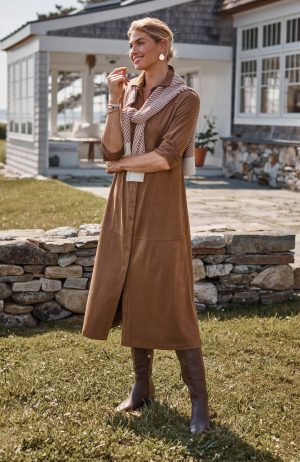 Faux-Suede Shirtdress