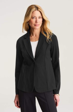 Wearever Sculpted-Knit Button-Front Blazer