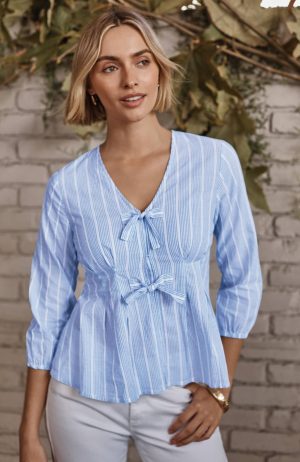 Pleated Tie-Front Top