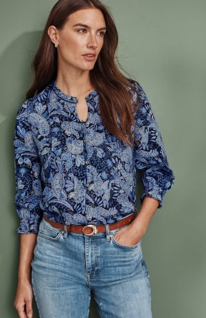 Pintucked Linen Button-Front Shirt