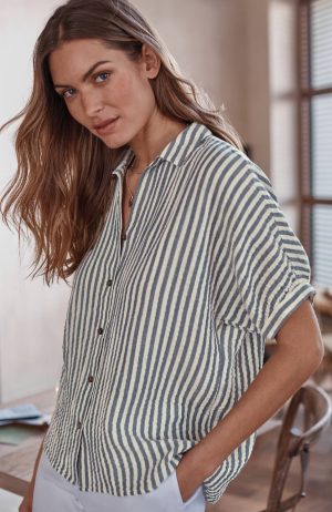 Striped Cotton-Gauze Top