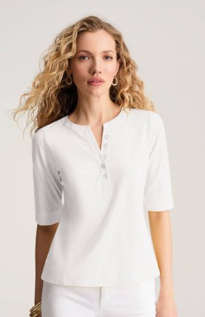 Mixed-Media Cotton-Blend Top