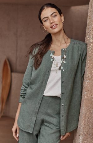 Pure Jill Linen-Blend Button-Front Jacket