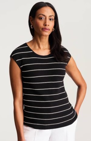 Wearever Ribbed Cap-Sleeve Sweater