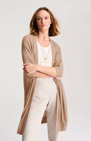 Pure Jill Linen-Blend Short-Sleeve Cardi