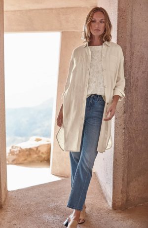Pure Jill Linen-Blend Duster Jacket