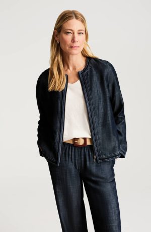 Indigo Tencel Lyocell Zip-Front Jacket