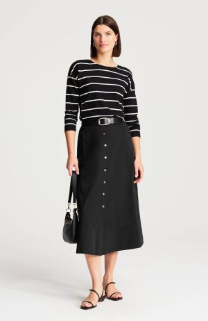 Button-Front Maxi Skirt