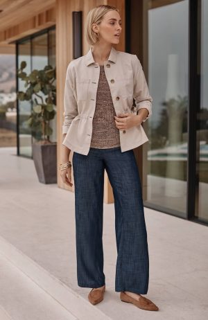 Indigo Tencell Lyocell Wide-Leg Pants