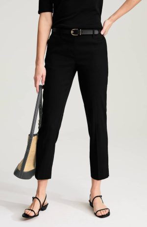 Linen-Stretch Slim-Leg Pants