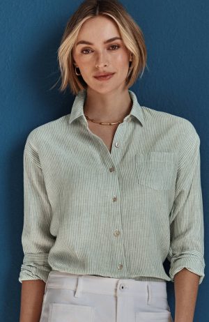 Easy Linen Button-Front Shirt