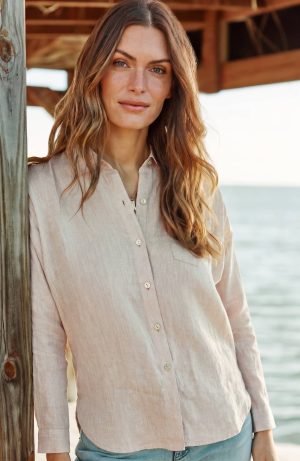 Easy Linen Button-Front Shirt