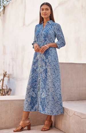 Placed-Paisley Shirtdress