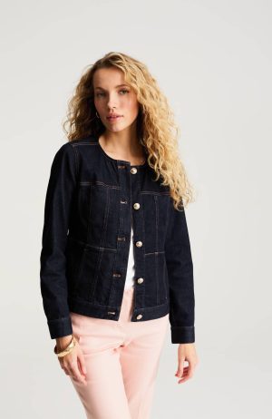 Collarless Denim Jacket