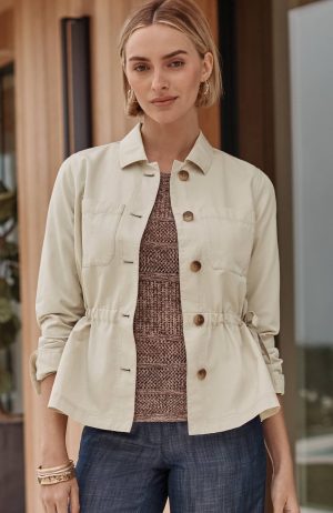 Side-Tie Button-Front Jacket