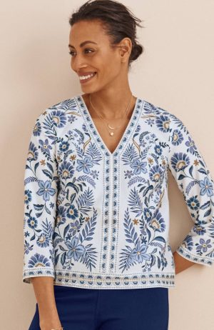 Arabesque Floral Print A-Line Top