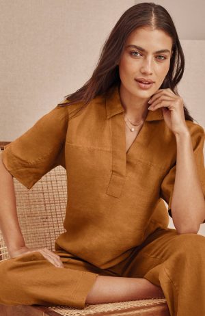 Pure Jill Linen Collared Popover
