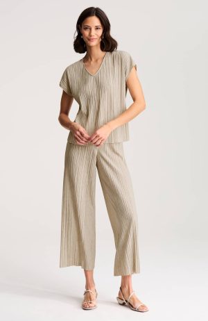 Pure Jill Pleated Wide-Leg Crops