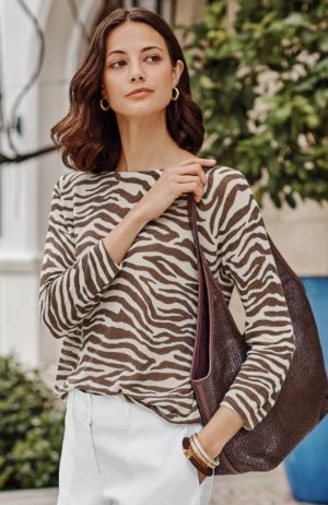 Lightweight Zebra-Print Sweater