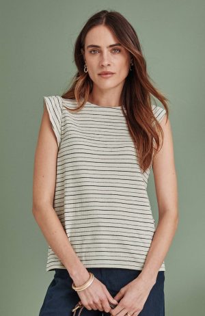Textured Ruffle-Sleeve Top