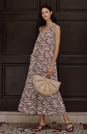 Zebra-Print A-Line Dress