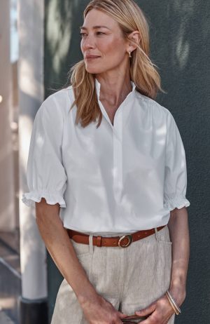 Ruffled Cotton-Poplin Top