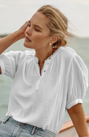 Cotton-Gauze Raw-Edge Popover
