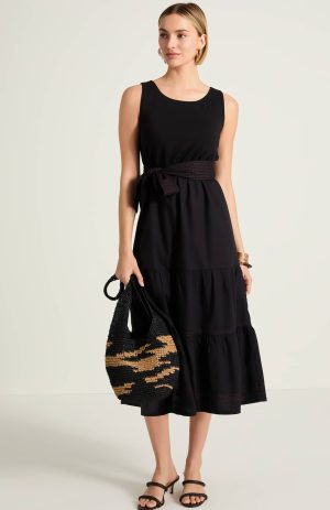 Mixed-Media Belted Dress