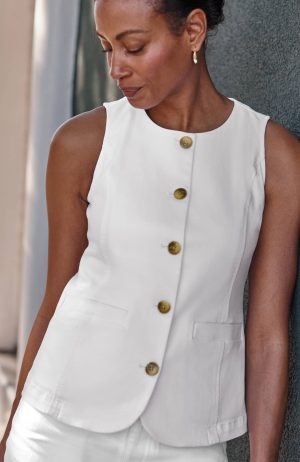 Denim Button-Front Vest