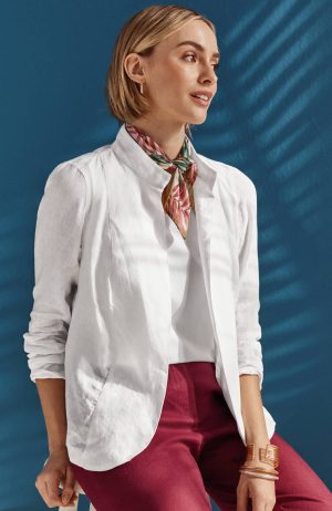 Tissue Linen Open-Front Jacket