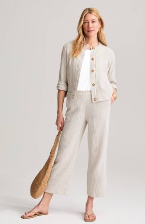 Cotton-Gauze Wide-Leg Pants